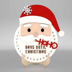 Santa Claus Christmas Countdown Calendar svg, Days Until Christmas svg, Advent Calendar Countdown svg, Glowforge svg files,Laser cut files