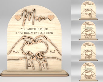 Las manos personalizadas de mamá y niño firman SVG, regalo para mamá, svg del Día de las Madres, regalos del Día de las Madres svg, archivos svg Glowforge, archivos cortados con láser