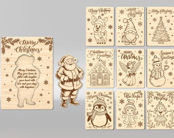 Weihnachtskarten Ornamente 10 Laser geschnitten svg-Datei, Holz-Weihnachtskarte svg, Christbaumschmuck svg, Glowforge svg-Dateien, Laser cut-Dateien