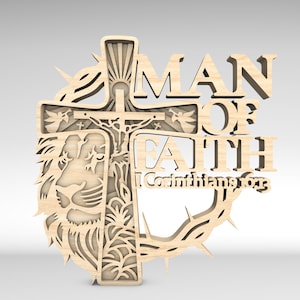Arte de cena de homem de fé multicamadas SVG, Jesus cristão svg, Ele ressuscitou svg, SVG cruzado, peça de arte de 6 camadas para Glowforge, arquivos de corte a laser
