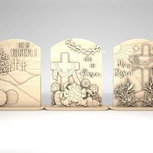 Ostern Risen Stand Dekor SVG, Ostertag svg, Er ist Risen svg, Christian Jesus Art svg, Glowforge svg-Dateien, Laser-Schnitt-Dateien