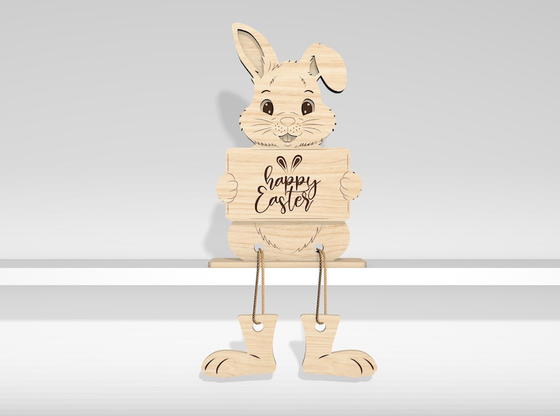 12 Easter Bunny Shelf Sitters Figurines Laser Svg File, Layered Easter ...