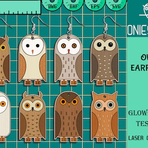 Söt Uggla Örhänge Svg Bundle, Uggla Svg, Örhänge Laserskurna Filer, Djur Örhänge SVG, Glowforge SVG Filer, Digital Fil