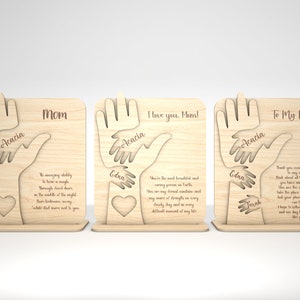 Personalisierte Mutter Hand Stand Dekor SVG, Geschenk für Mama, Muttertags svg, Muttertagsgeschenke svg, Glowforge svg-Dateien, Laser cut-Dateien