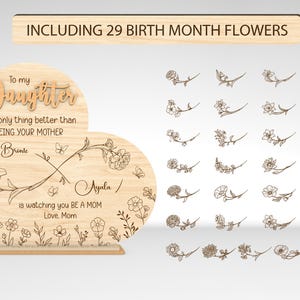 Letrero personalizado "Madre e hija son para siempre" (SVG), flor de nacimiento (SVG), regalo para hija, archivos SVG de Glowforge, archivos cortados con láser
