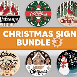 Christmas Door Sign SVG Bundle, Reindeer, Snowman, Cardinal Bird, Gingerbread House Welcome Sign Laser Cut Files, Cricut,Glowforge svg files