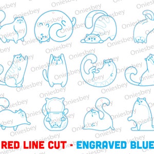 Roliga kattörhängen Svg-paket, glada katter Svg, örhängen laserskurna filer, söt kattörhänge SVG, Glowforge SVG-filer, digital fil bild 7