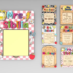 Personalisierter Lehrer Sticky Note Inhaber SVG, Lehrer Notizblock Halter SVG, Lehrer Wertschätzung Geschenke, Glowforge svg Dateien, Laser cut Dateien