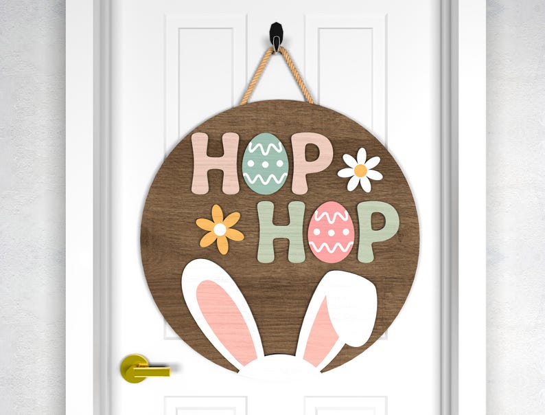 Hello Easter Door Hanger SVG Bundle, Bunny Love Spring Welcome Easter ...