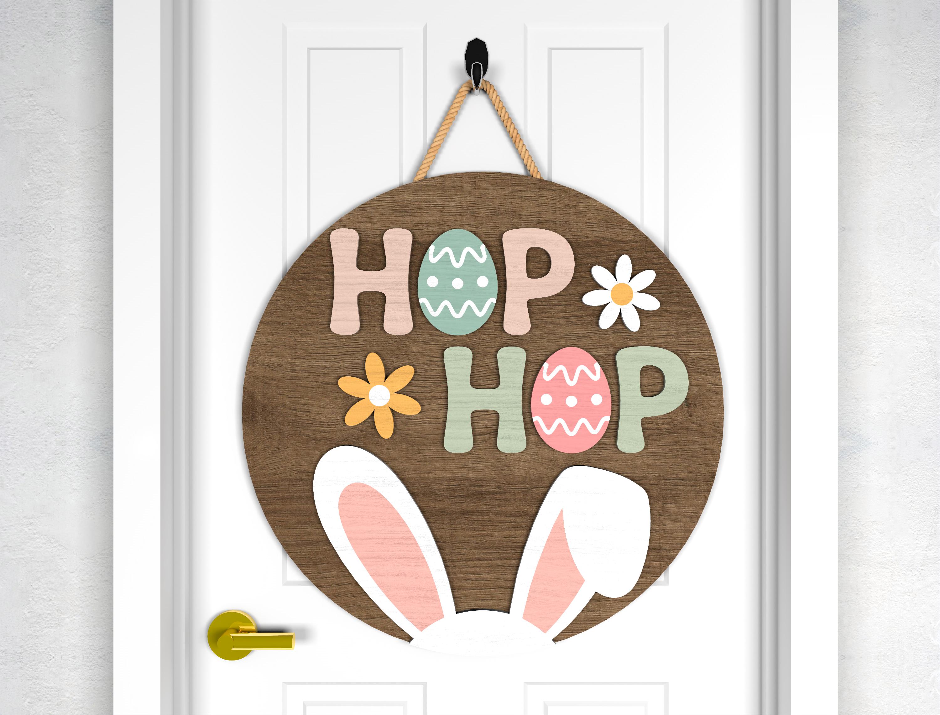 Hello Easter Door Hanger SVG Bundle, Bunny Love Spring Welcome Easter ...