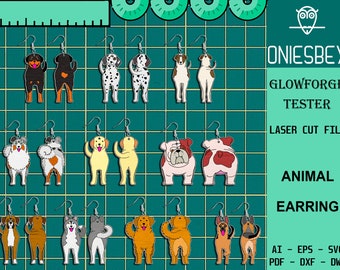 Roliga hundörhängen Svg-paket, hundraser Svg, örhängen laserskurna filer, söt hundörhänge SVG, Glowforge SVG-filer, digital fil