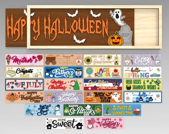 Interchangeable Wooden Seasonal Welcome Sign SVG, Seasonal Door sign svg, Front Door Hanger svg,Glowforge svg files,Laser cut files