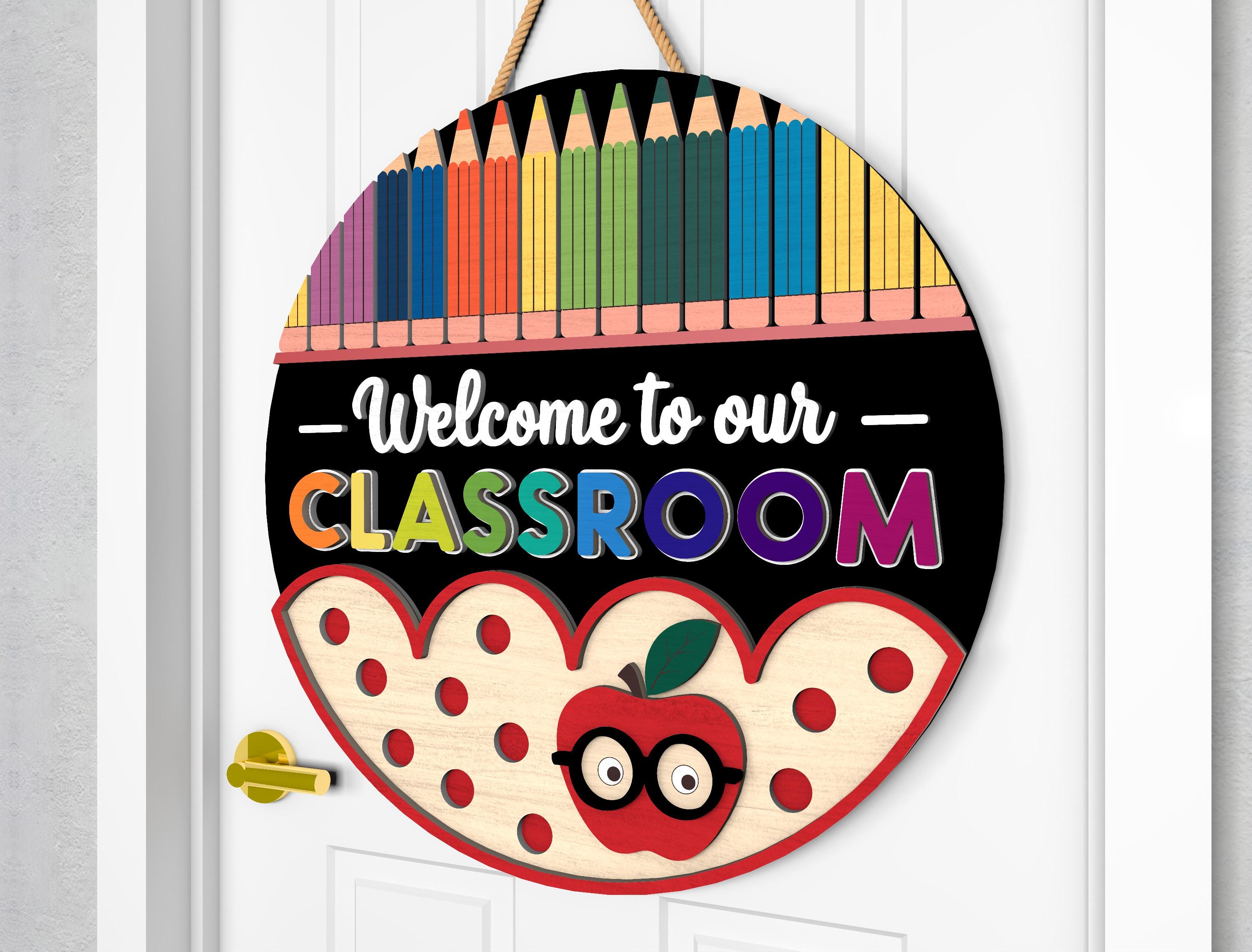 Welcome to Our Classroom Round Door Sign SVG, Gift for Teacher, Teacher ...