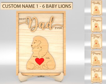 Personalisiertes „Best Dad Ever Sign“-Svg, Löwe-Familien-Puzzlestück SVG, Geschenk für Papa, Vatertagsgeschenke SVG, Glowforge-Svg-Dateien, Laser-Cut-Dateien