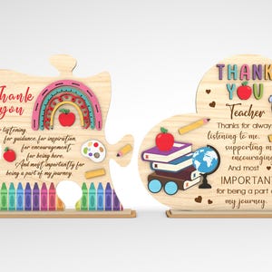 Personalisierte Lehrer Regenbogen Puzzle Zeichen SVG, Geschenk für Lehrer, Lehrer Herz Zeichen svg, Lehrer Zeichen svg, Glowforge svg-Dateien, Laser geschnitten Dateien