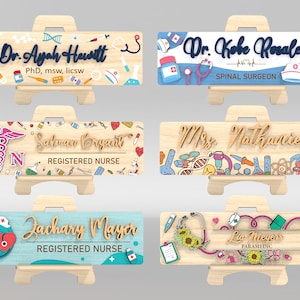 Personalized Nurse Desk Sign SVG, Doctor Desk Sign svg, Nurse Appreciation Gift, Registered Nurse svg, Glowforge svg files,Laser cut files