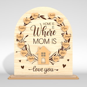 Personalized Home is where Mom is Sign SVG, Mom sign svg, Mothers Day sign svg, Mothers Day Gifts svg, Glowforge svg files, Laser cut files
