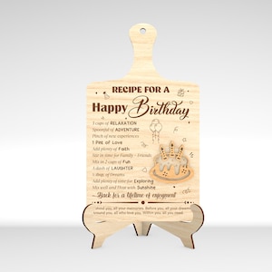 Happy Birthday Recipe Cutting board svg, Birthday Recipe svg, Birthday Cake svg, Birthday Gifts svg, Glowforge svg files, Laser cut files