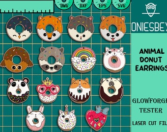 Animal Donut Earring Svg Bundle, Gift for Her, Valentine Gift, Animal Earring Svg, Earrings svg, Earring Laser file, Glowforge SVG Files