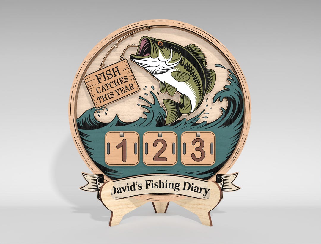 Vintage Fish Caught This Year Tracker Sign SVG, Personalized Angler Log ...