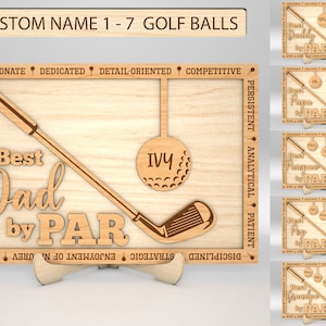 Meilleur papa personnalisé par signe pair SVG, svg de signe de golf papa, balles de golf svg, cadeau pour papa, cadeaux de fête des pères svg, fichiers svg Glowforge