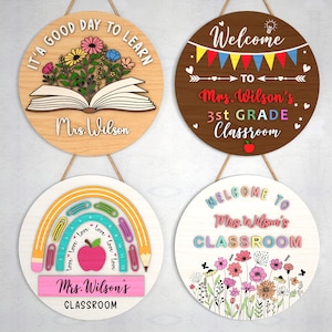 Personalisiertes rundes Türschild Lehrer SVG, Geschenk für Lehrer, Lehrer Wertschätzung Türschild, Glowforge svg-Dateien, Laser-Schnitt-Dateien