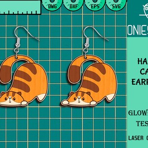 Roliga kattörhängen Svg-paket, glada katter Svg, örhängen laserskurna filer, söt kattörhänge SVG, Glowforge SVG-filer, digital fil bild 5