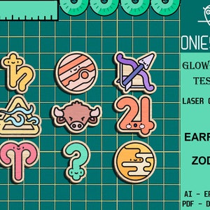 Zodiac Stud Earring Svg Bundle, Zodiac Stud Earrings Laser cut file, Zodiac Earring SVG, Gift for Her, Glowforge SVG Files, Digital File image 4