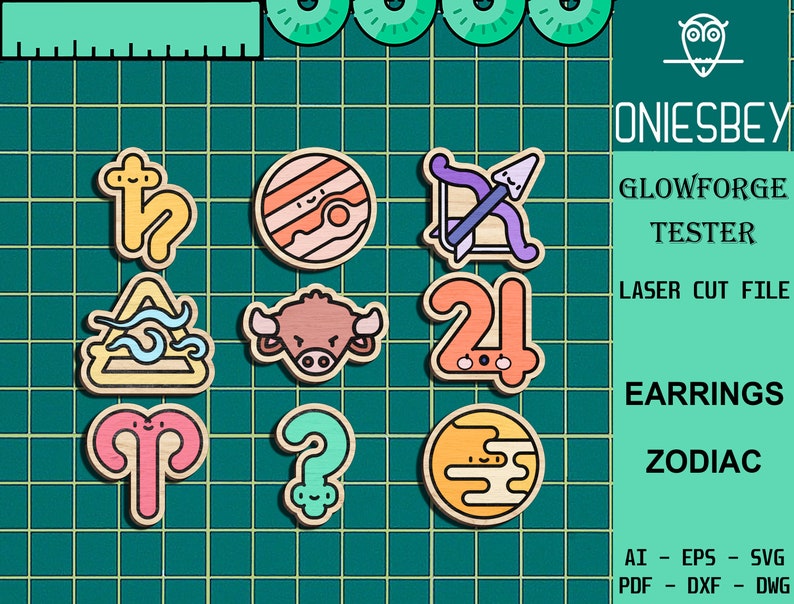 Zodiac Stud Earring Svg Bundle, Zodiac Stud Earrings Laser cut file, Zodiac Earring SVG, Gift for Her, Glowforge SVG Files, Digital File image 4