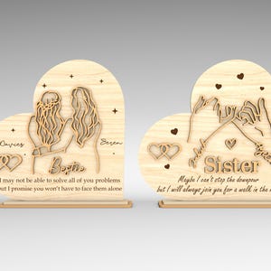 Personalisierte Bestie Hände Herz Zeichen SVG, Geschenk für Bestie, Bester Freund Herz Zeichen SVG, Freundschaft Zeichen SVG, Glowforge SVG, Laser geschnitten Dateien