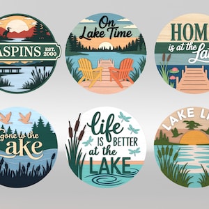 Bundle SVG Lake Life Door Sign, Lake Round Sign svg, Gone to the Lake, svg de décoration de cabine personnalisé, fichiers svg Glowforge, fichiers découpés au laser