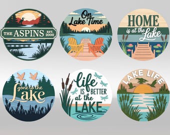Lake Life Door Sign SVG Bundle, Lake Round Sign svg, Gone to the Lake, Personalized Cabin Decor svg, Glowforge svg files, Laser cut files