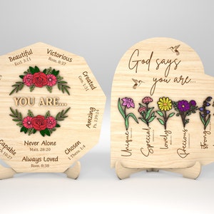 Eres hermoso signo cristiano SVG, versículo bíblico svg, Dios dice que eres signo de corazón svg, decoración cristiana, archivos svg Glowforge, archivos cortados con láser