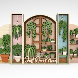 Arte de plantas de interior multicapa (SVG), plantas en maceta (SVG), plantas colgantes (SVG), plantas suculentas (SVG), obra de arte de 8 capas para Glowforge, archivos cortados con láser