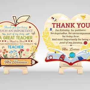 Cartello per scrivania insegnante personalizzato in formato SVG, regalo di apprezzamento per l'insegnante con matita e fiore in formato SVG, felice festa dell'insegnante in formato SVG, file SVG Glowforge, file tagliati al laser