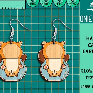 Roliga kattörhängen Svg-paket, glada katter Svg, örhängen laserskurna filer, söt kattörhänge SVG, Glowforge SVG-filer, digital fil bild 6