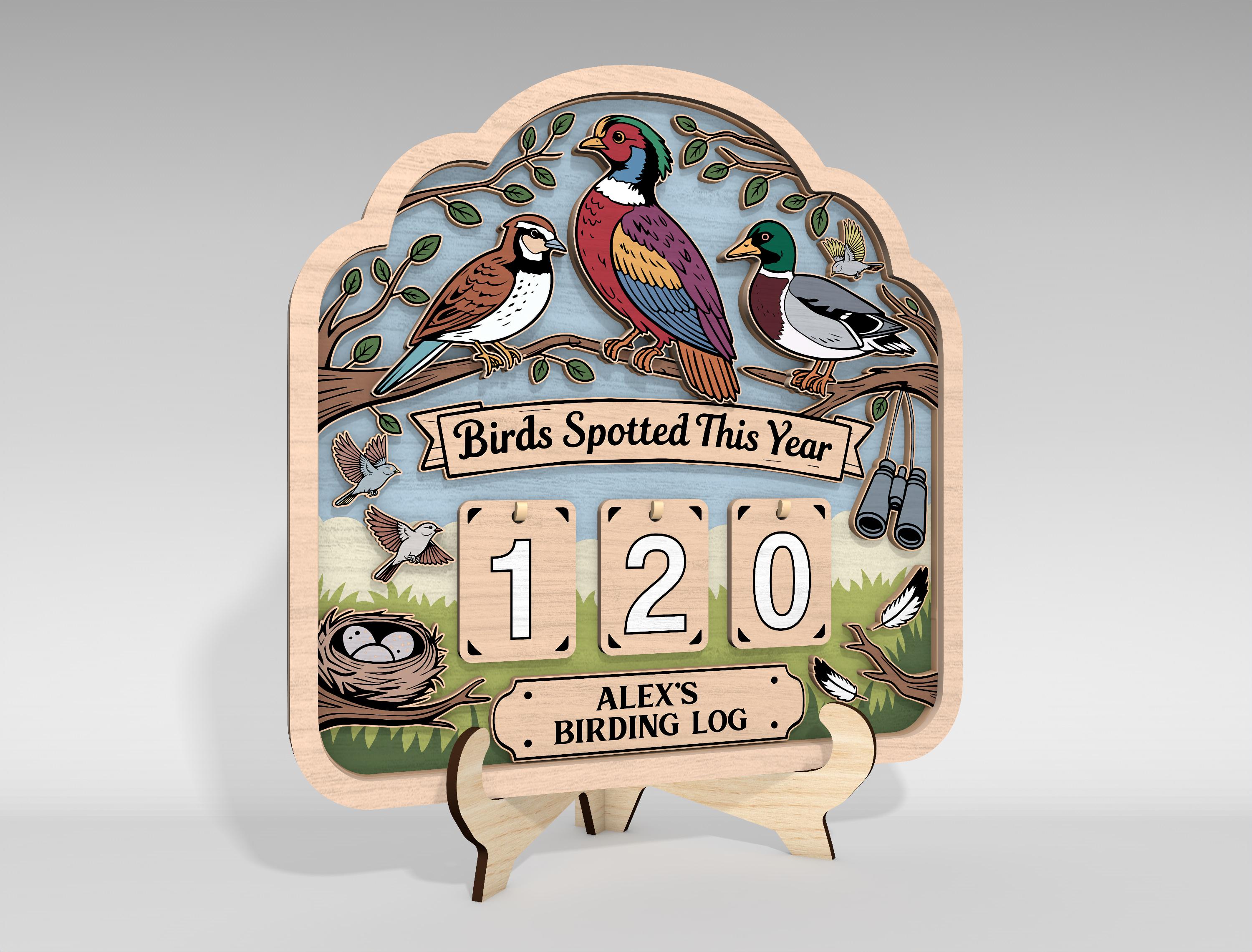 Birds Spotted This Year Tracker Sign SVG, Personalized Birding Log Sign ...