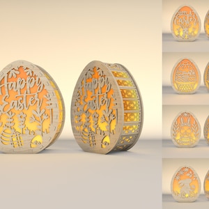 Oeuf de Pâques bougeoir svg, décoration de Pâques Svg, Joyeuses Pâques bougie lanterne svg, svg lampe Ostern, fichiers svg Glowforge, fichiers découpés au Laser