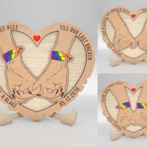 Gepersonaliseerde Pinky Promise, vanaf onze eerste kus houten bord SVG, LGBTQ paar SVG, jubileum geschenken SVG, Glowforge SVG-bestanden, laser gesneden bestanden