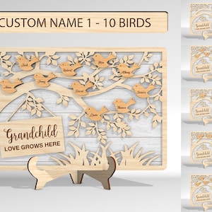 Personalisierte Enkel Liebe wächst hier Baumzeichen SVG, Geschenk für Oma, Muttertagssvg, Muttertagsgeschenke, Glowforge svg-Dateien, Laser-Schnitt-Dateien