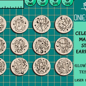 Magic Earrings Svg Bundel, Cadeau voor Haar, Celestial svg, Mystieke Oorbel svg, Magic svg, Oorbel Laser bestand, Glowforge SVG Bestanden