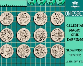 Magic Earrings Svg Bundle, Gift for Her, Celestial svg, Mystical Earring svg, Magic svg, Earring Laser file, Glowforge SVG Files
