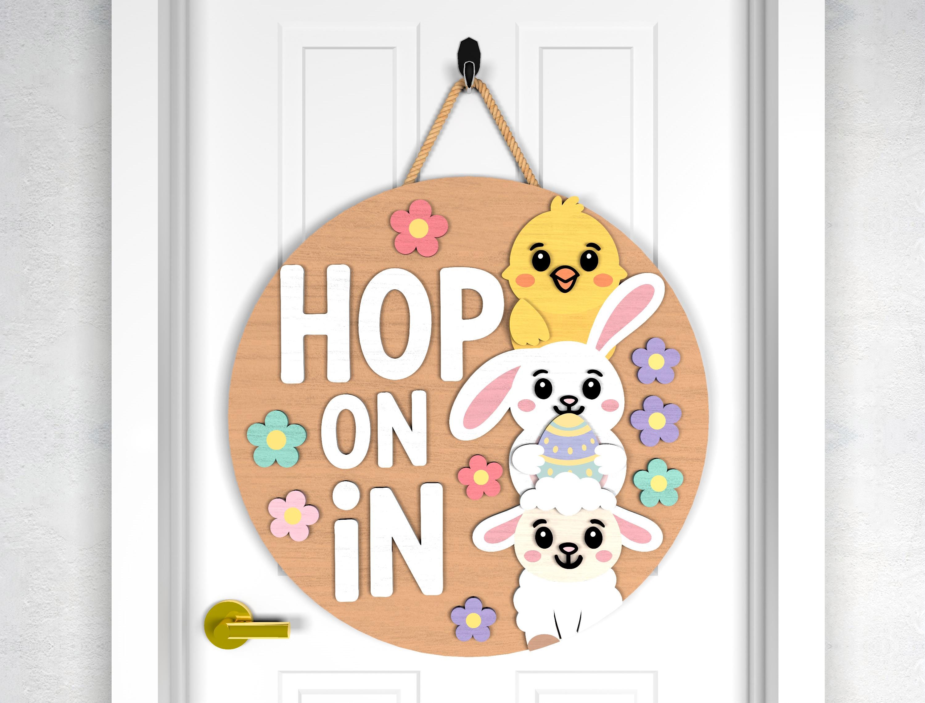 Hello Easter Door Hanger SVG Bundle, Bunny Love Spring Welcome Easter ...