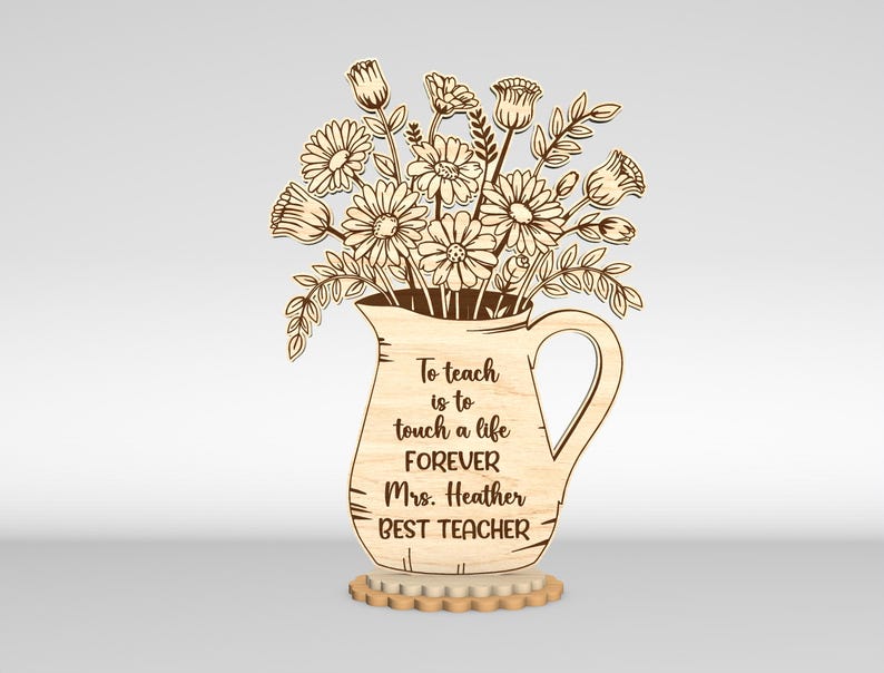 Personalized Teacher Gift SVG, Teacher Engraved Gift Svg, Flower Jar ...