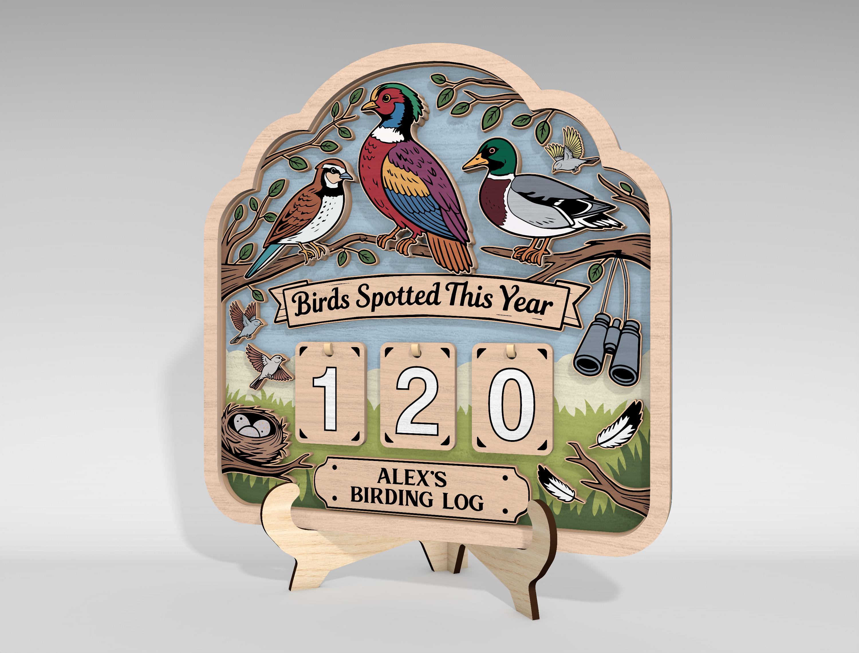 Birds Spotted This Year Tracker Sign SVG, Personalized Birding Log Sign ...