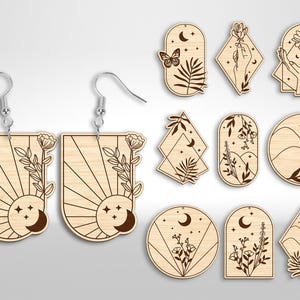 Magische oorbellen Svg-bundel, cadeau voor haar, hemelse oorbellen svg, mystieke oorbel svg, magische svg, oorbel laserbestand, Glowforge SVG-bestanden