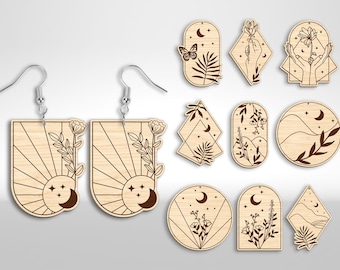 Magic Earrings Svg Bundle, Gift for Her, Celestial earrings svg, Mystical Earring svg, Magic svg, Earring Laser file, Glowforge SVG Files