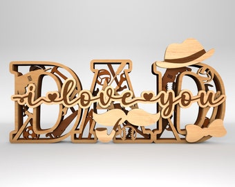 Meerlaagse ik hou van je papa SVG, papa teken SVG, handige tools SVG, papa's workshop SVG, vaders dag geschenken SVG, Glowforge SVG-bestanden