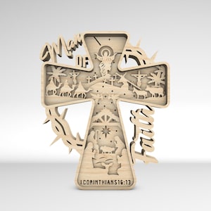 3D Multilayer Mann des Glaubens Laser geschnitten Dateien, Kreuzigung und Auferstehung Christi, Jesus Geschichte svg, 8-Schicht-Kunststück für Glowforge