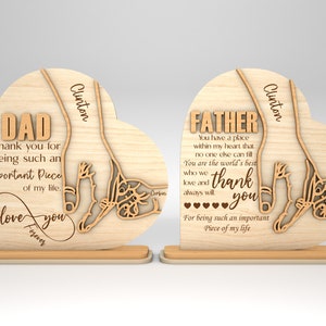 Personalisierte Papa und Kind Hand Herz Stand Dekor SVG, Herzschild SVG, Geschenk für Papa, Vatertagsgeschenke SVG, Glowforge SVG Dateien, Laser geschnittene Dateien